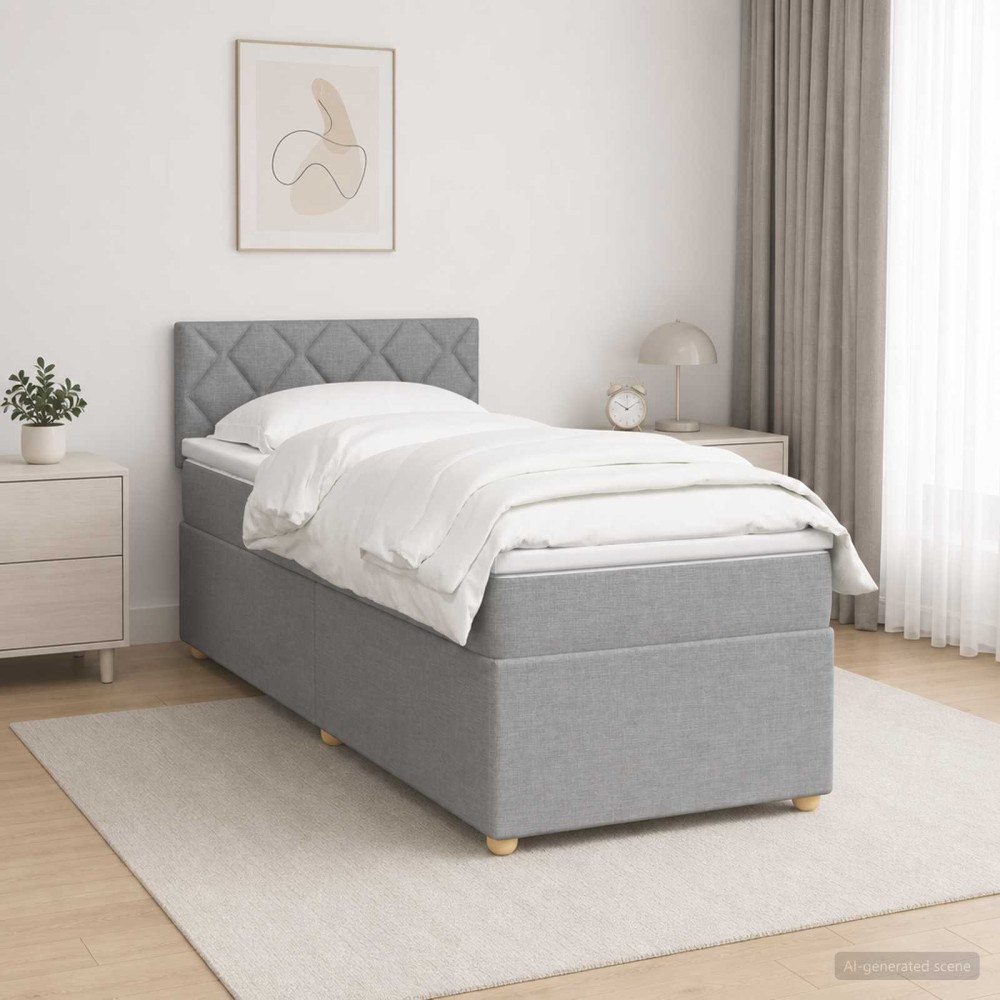 vidaXL Kontinentalsäng med madrass Ljusgrå 100 x 200 cm Tyg
