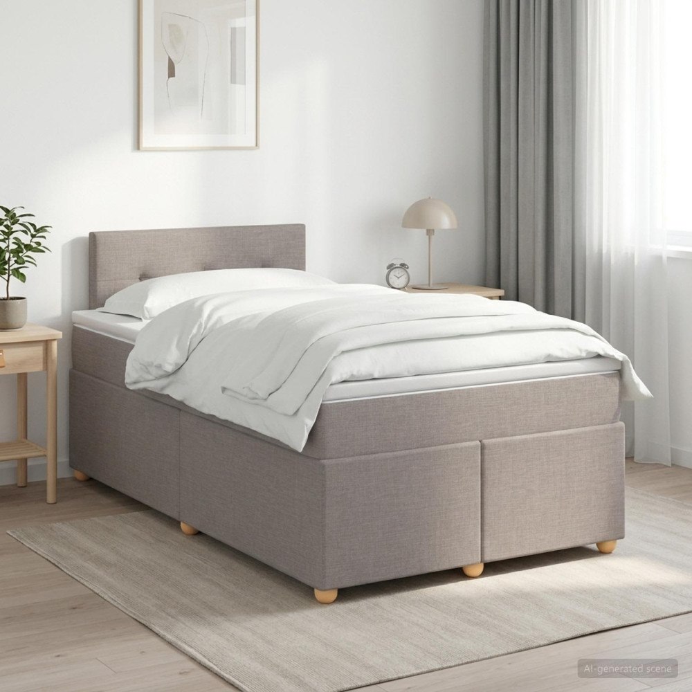 vidaXL Kontinentalsäng med madrass Taupe 120 x 200 cm Tyg
