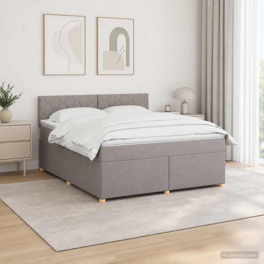 vidaXL Kontinentalsäng med madrass Taupe 160 x 200 cm Tyg