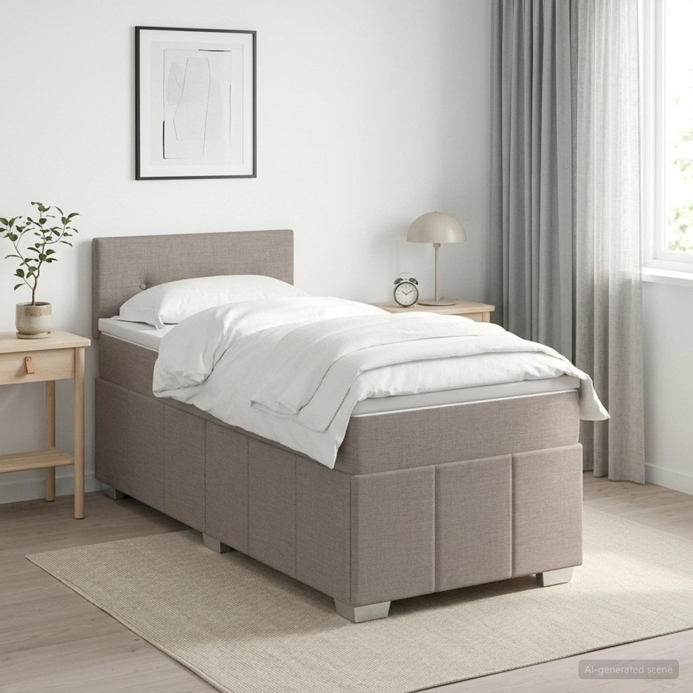 vidaXL Kontinentalsäng med madrass Taupe 100 x 200 cm Tyg