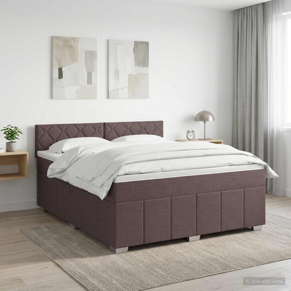 vidaXL Kontinentalsäng med madrass Mörkbrun 140 x 200 cm Tyg
