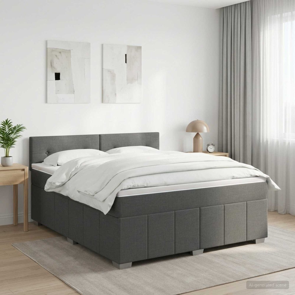vidaXL Kontinentalsäng med madrass Mörkgrå 180 x 200 cm Tyg