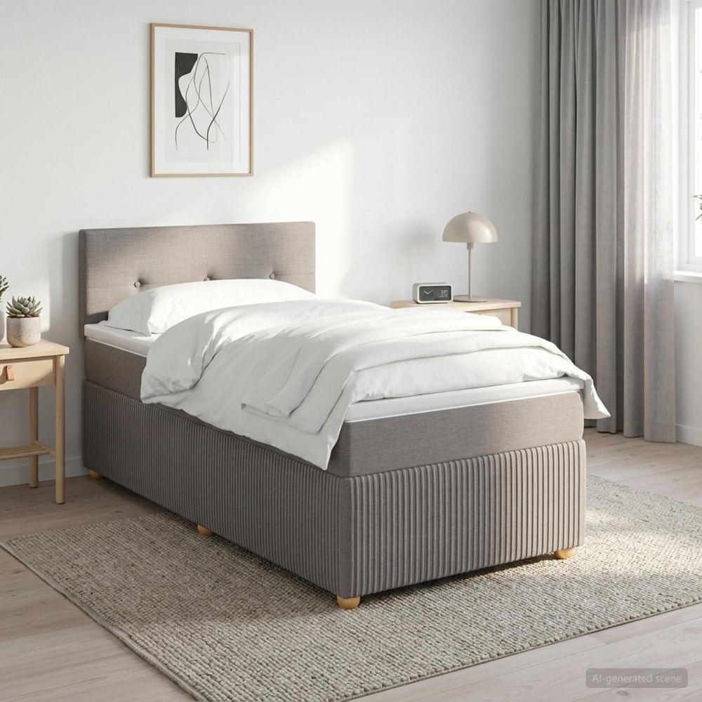 vidaXL Kontinentalsäng med madrass Taupe 100 x 200 cm Tyg