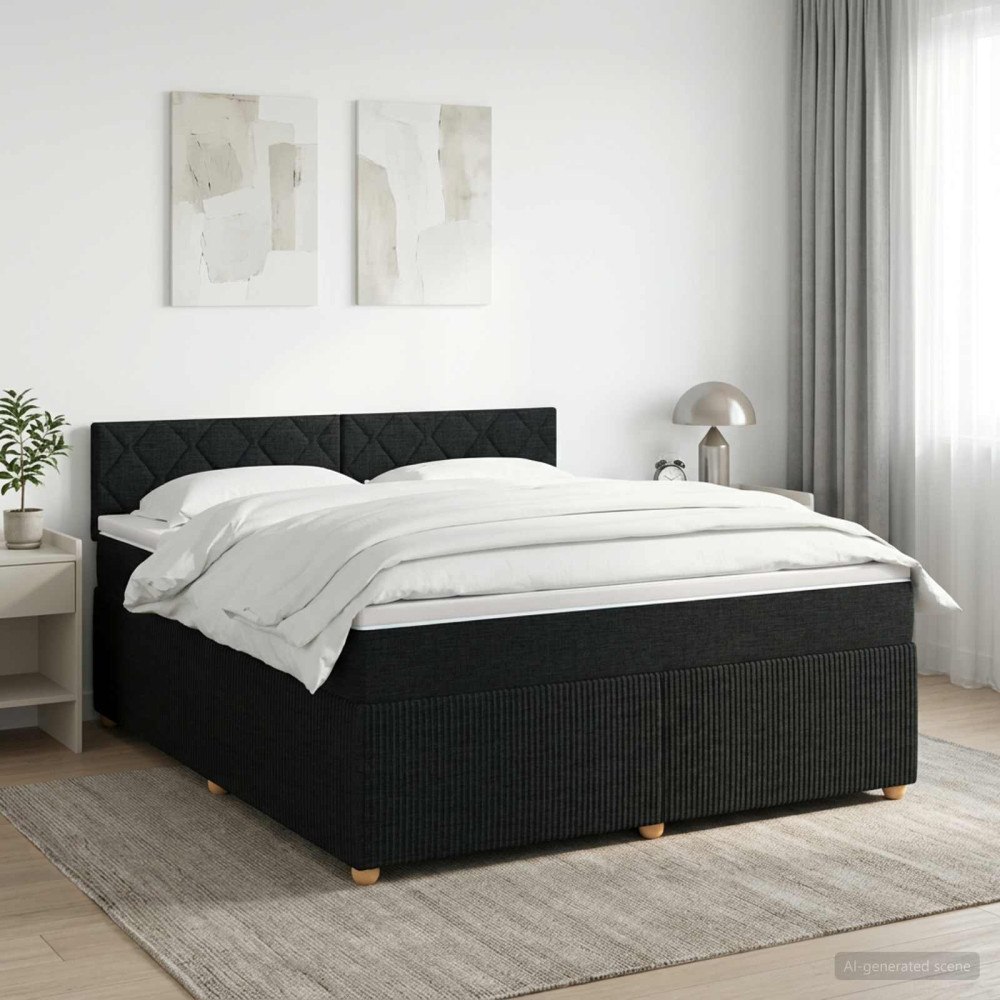 vidaXL Kontinentalsäng med madrass Svart 140 x 190 cm Tyg