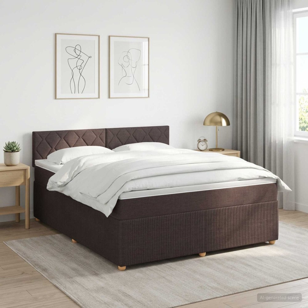 vidaXL Kontinentalsäng med madrass Mörkbrun 140 x 190 cm Tyg