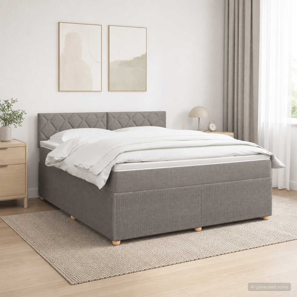 vidaXL Kontinentalsäng med madrass Taupe 140 x 200 cm Tyg