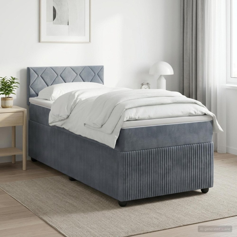 vidaXL Kontinentalsäng med madrass Mörkgrå 100 x 200 cm Sammet