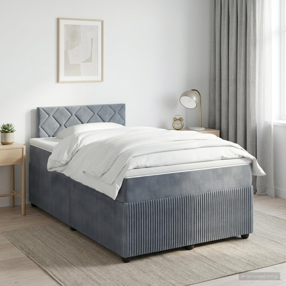 vidaXL Kontinentalsäng med madrass Mörkgrå 120 x 190 cm Sammet