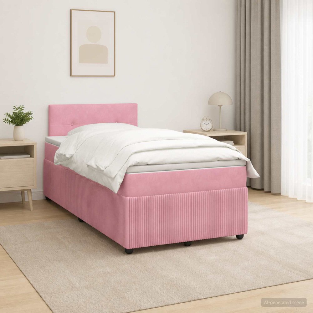 vidaXL Kontinentalsäng med madrass Rosa 120 x 200 cm Sammet