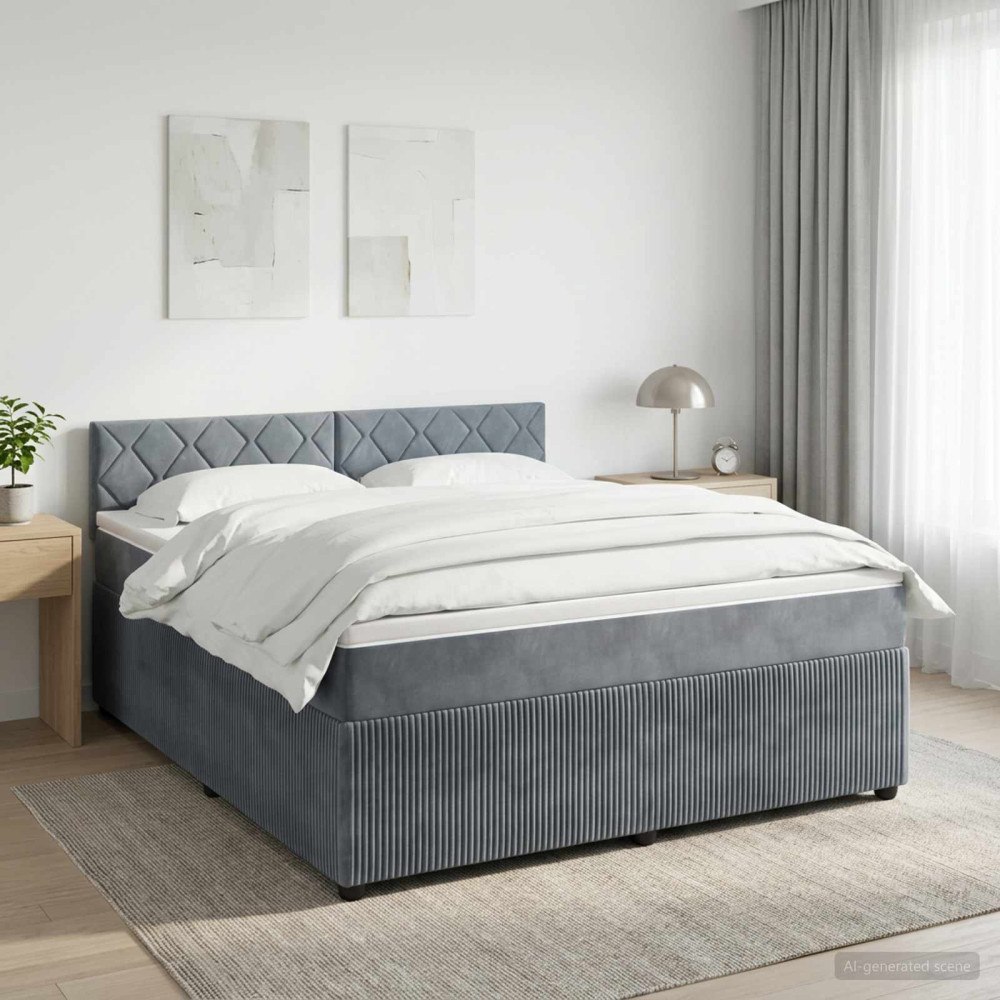 vidaXL Kontinentalsäng med madrass Mörkgrå 140 x 200 cm Sammet