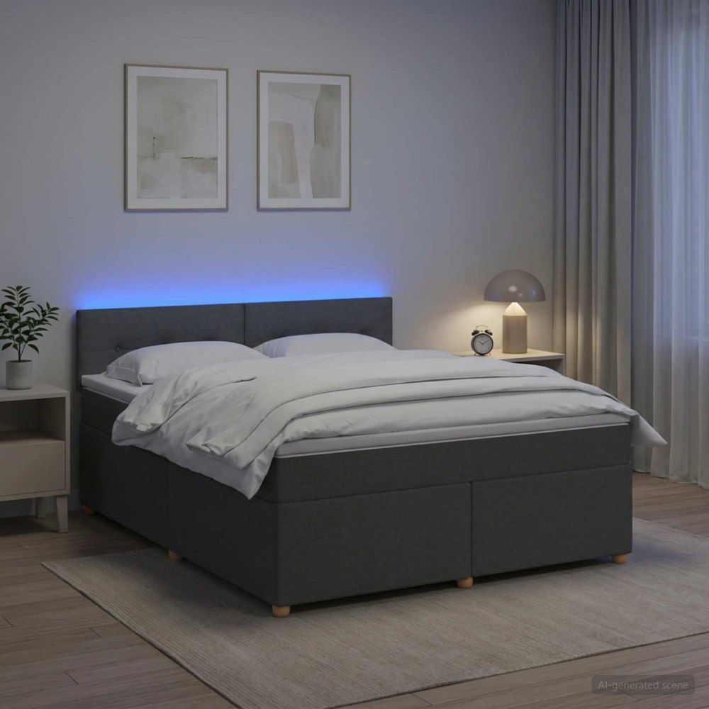 vidaXL Kontinentalsäng med madrass Mörkgrå 180 x 200 cm Tyg