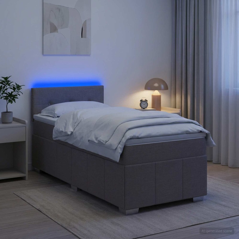 vidaXL Kontinentalsäng med madrass Taupe 100 x 200 cm Tyg