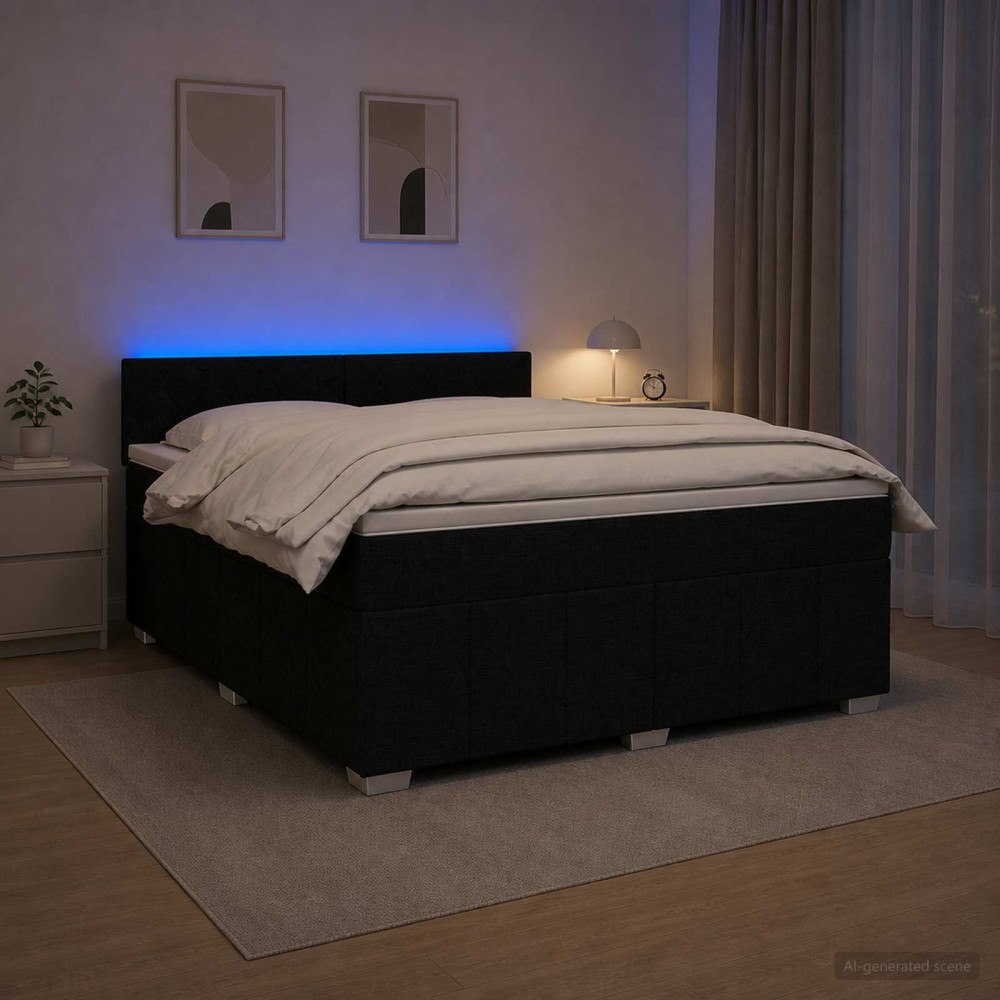 vidaXL Kontinentalsäng med madrass Svart 140 x 190 cm Tyg