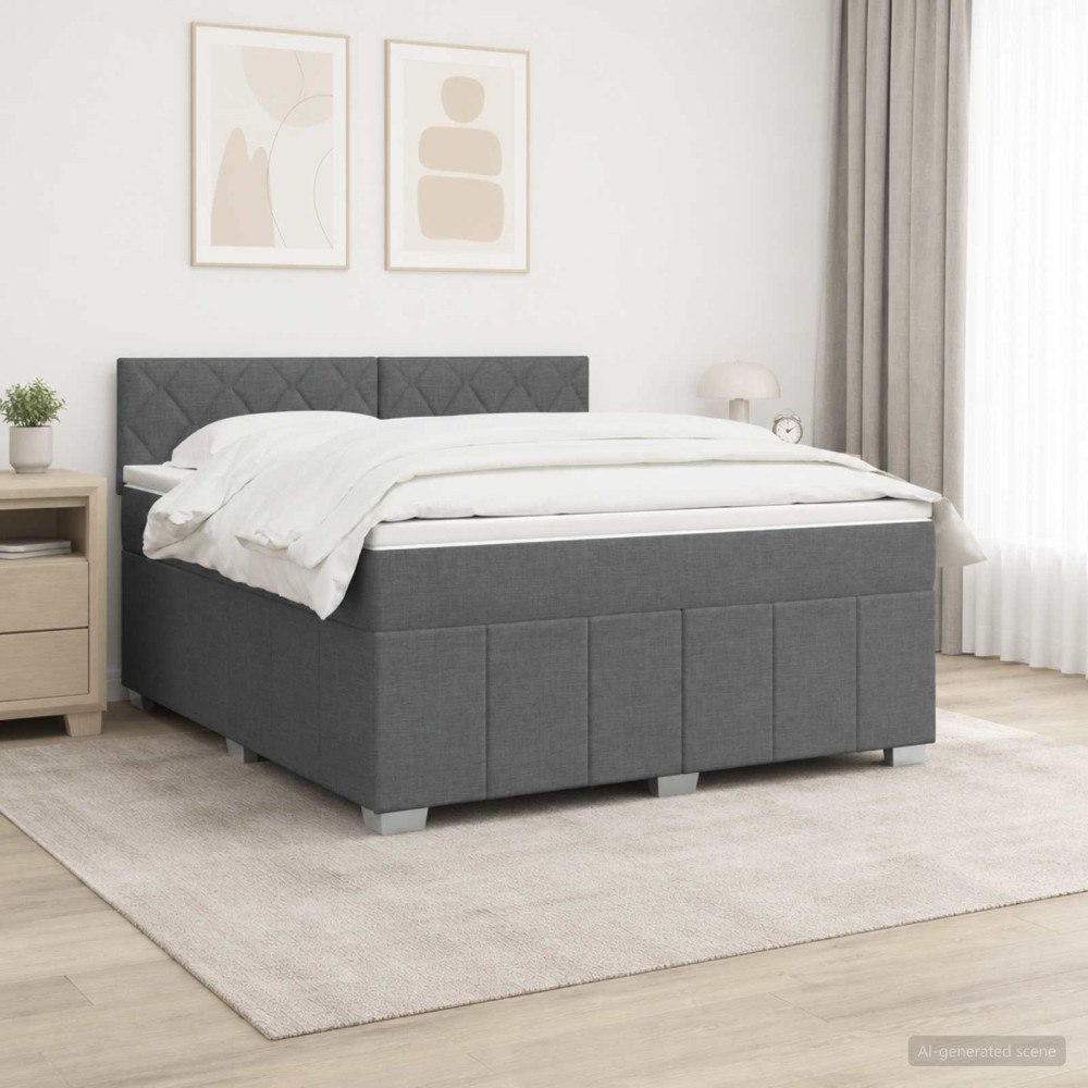vidaXL Kontinentalsäng med madrass Mörkgrå 140 x 200 cm Tyg