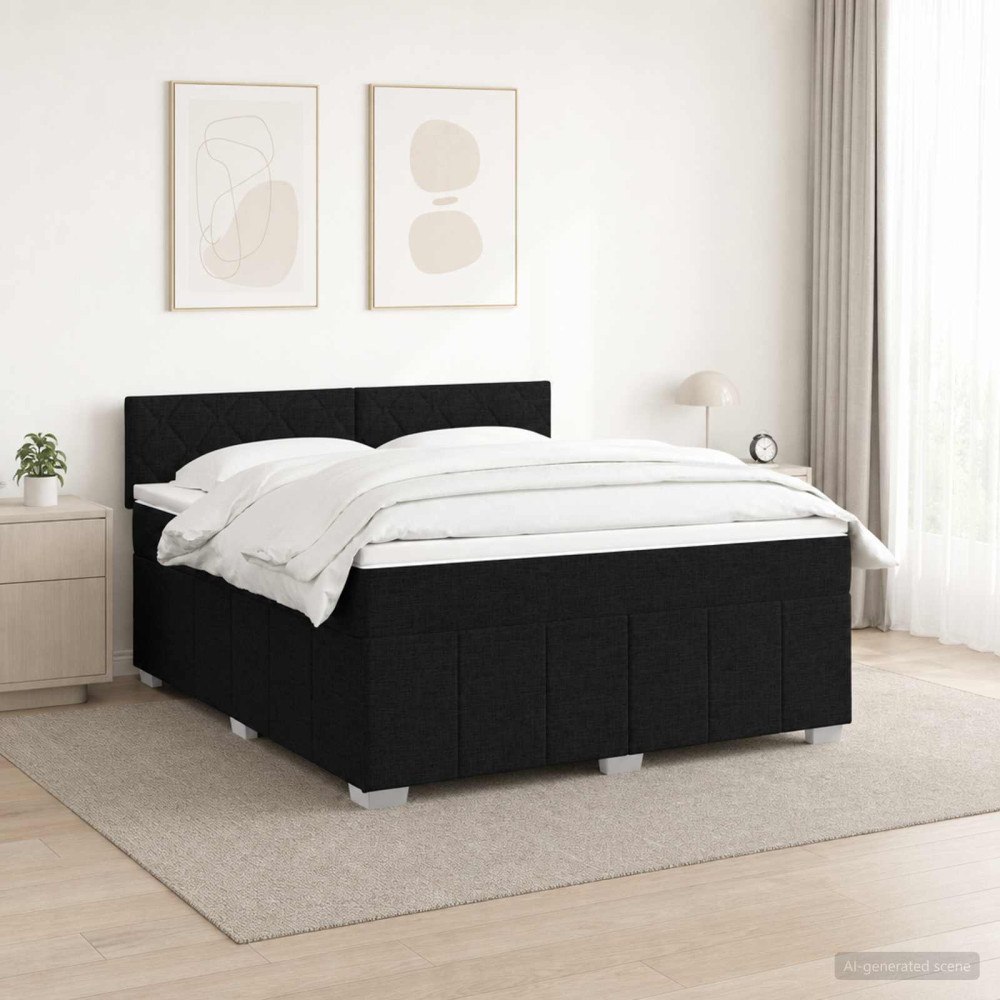 vidaXL Kontinentalsäng med madrass Svart 140 x 200 cm Tyg