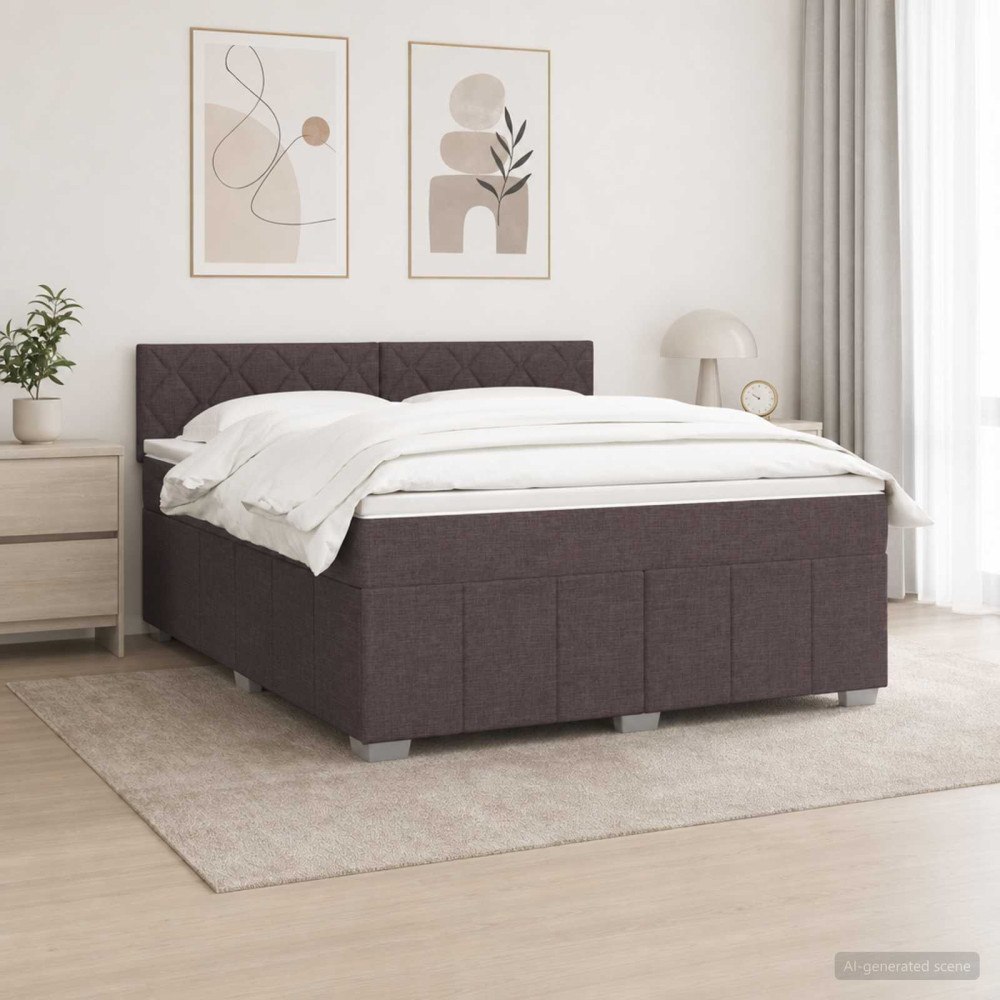 vidaXL Kontinentalsäng med madrass Mörkbrun 140 x 200 cm Tyg