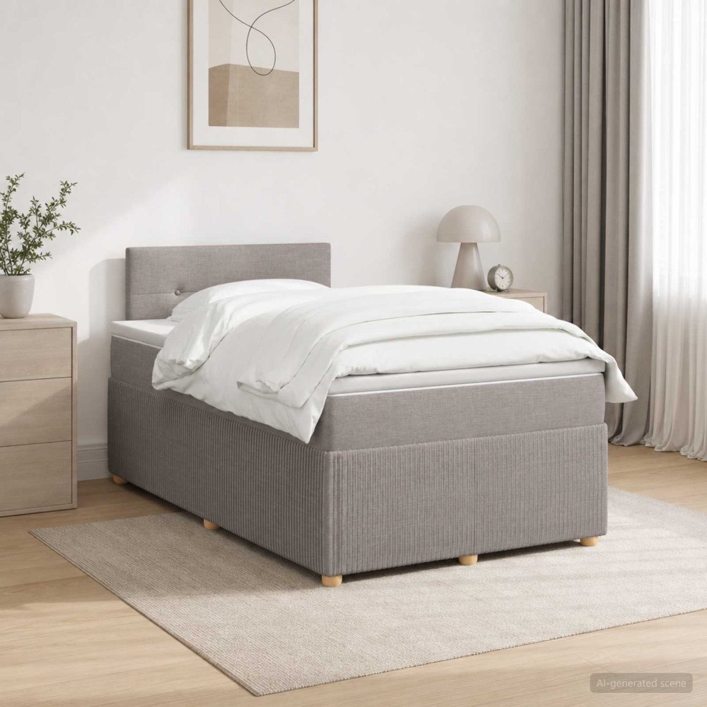 vidaXL Kontinentalsäng med madrass Taupe 120 x 190 cm Tyg