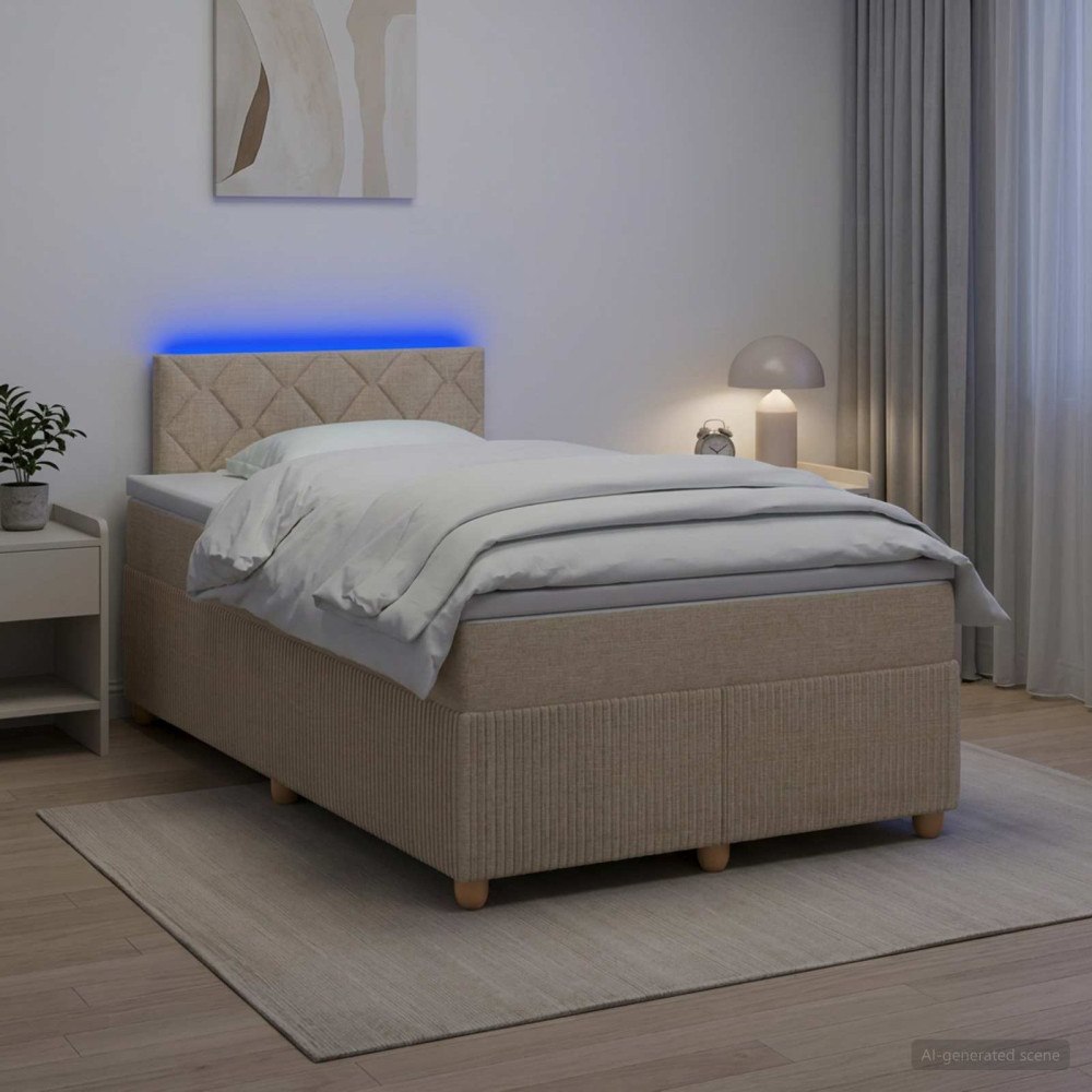 vidaXL Kontinentalsäng med madrass Gräddvit 120 x 190 cm Tyg