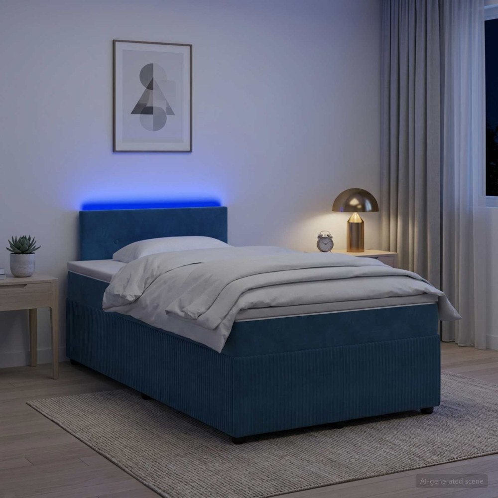 vidaXL Kontinentalsäng med madrass Blå 120 x 200 cm Sammet