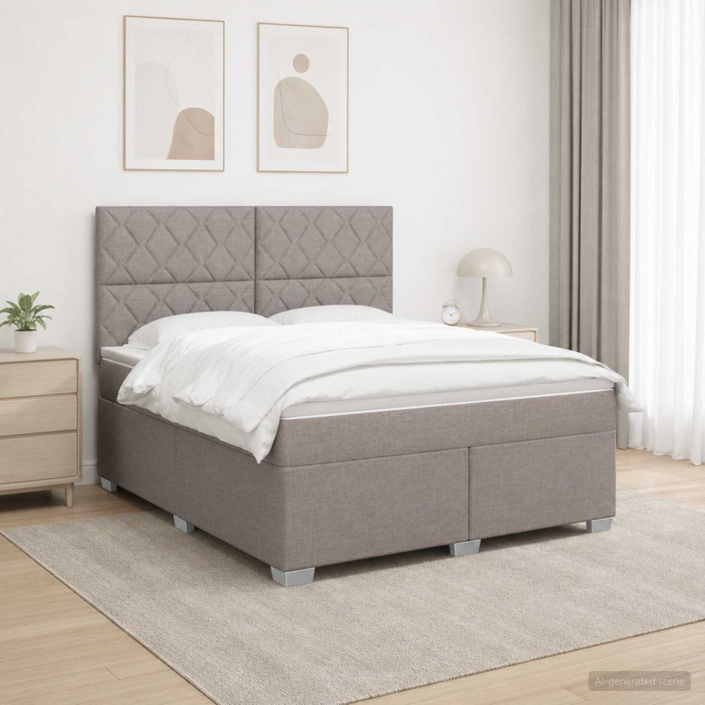 vidaXL Kontinentalsäng med madrass Taupe 140 x 200 cm Tyg