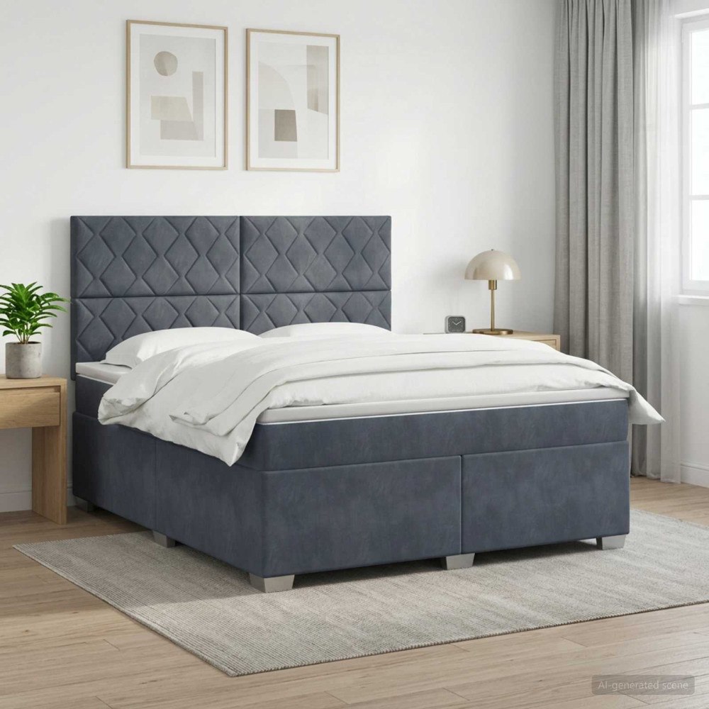 vidaXL Kontinentalsäng med madrass Mörkgrå 140 x 200 cm Sammet