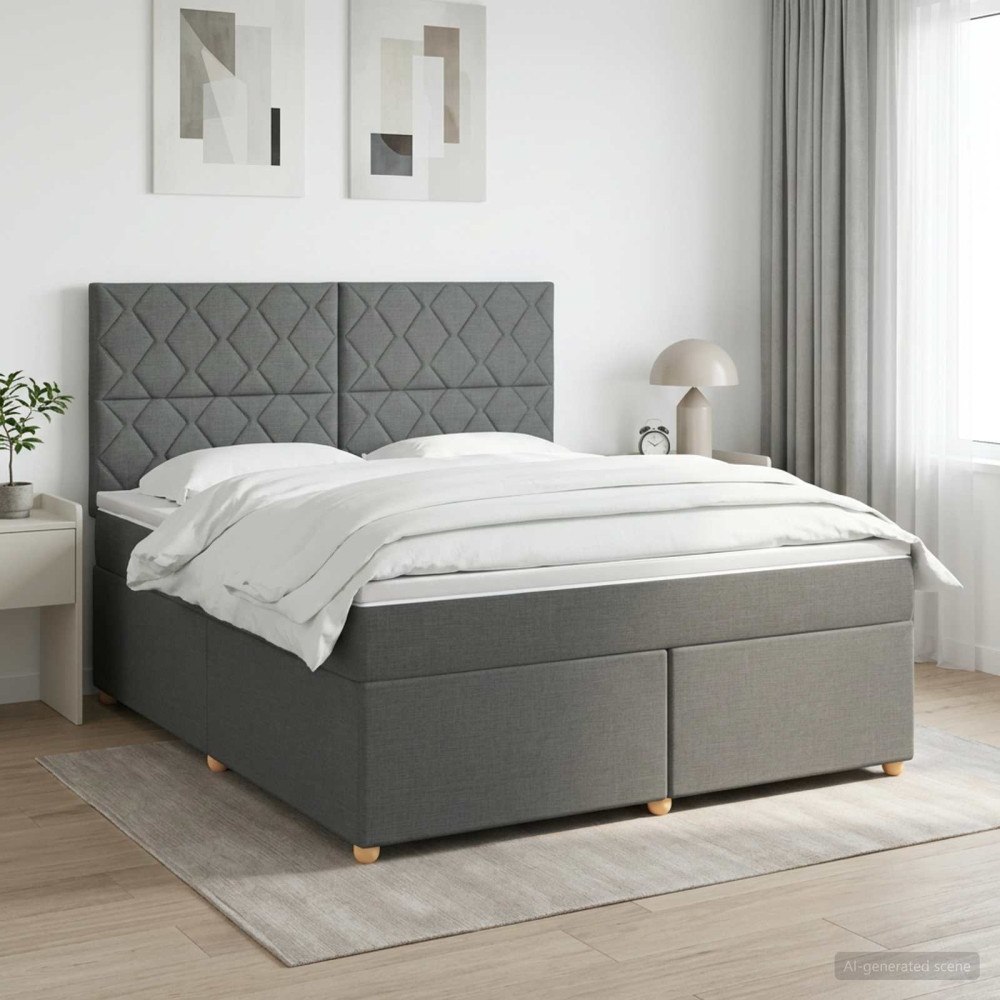 vidaXL Kontinentalsäng med madrass Mörkgrå 140 x 190 cm Tyg