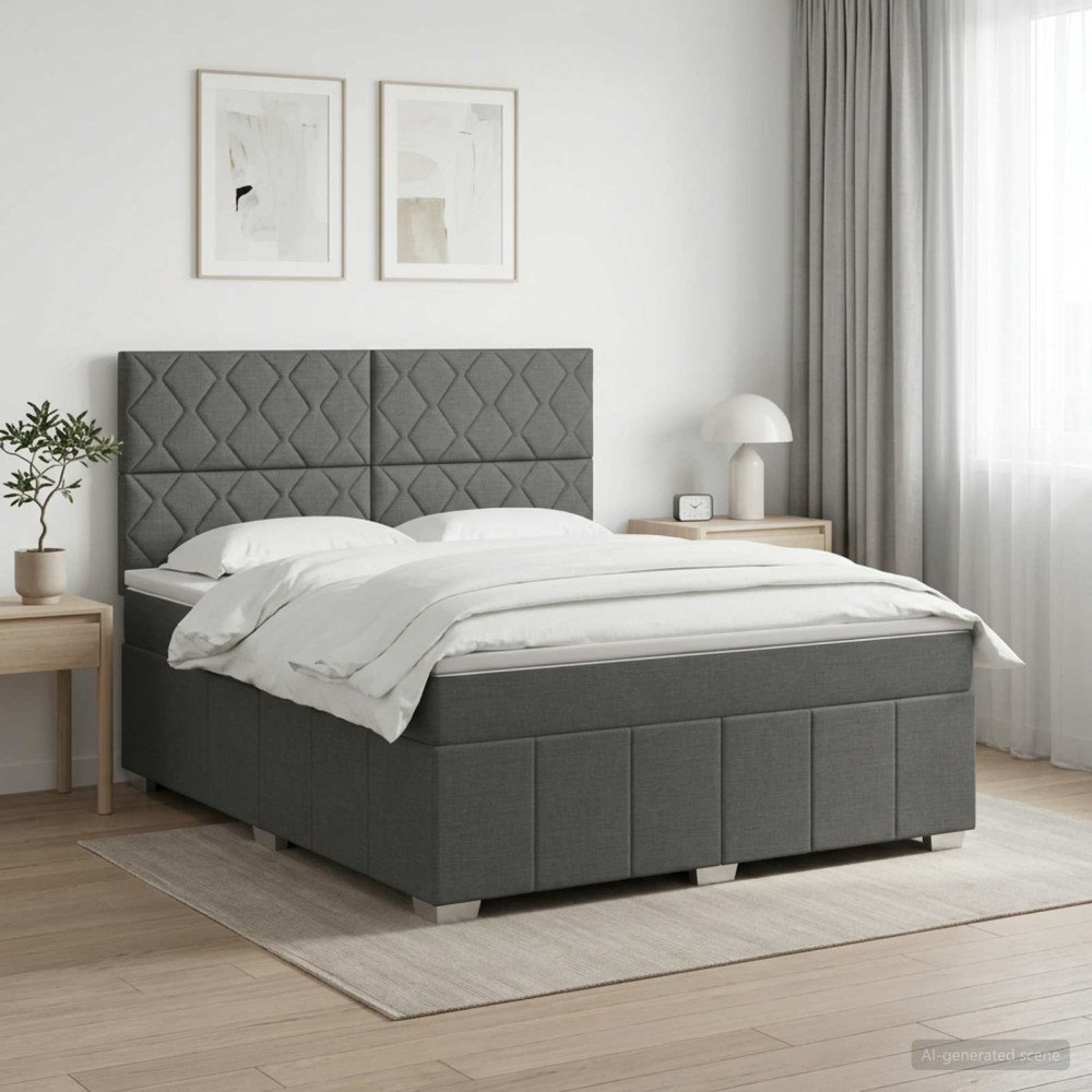 vidaXL Kontinentalsäng med madrass Mörkgrå 140 x 190 cm Tyg