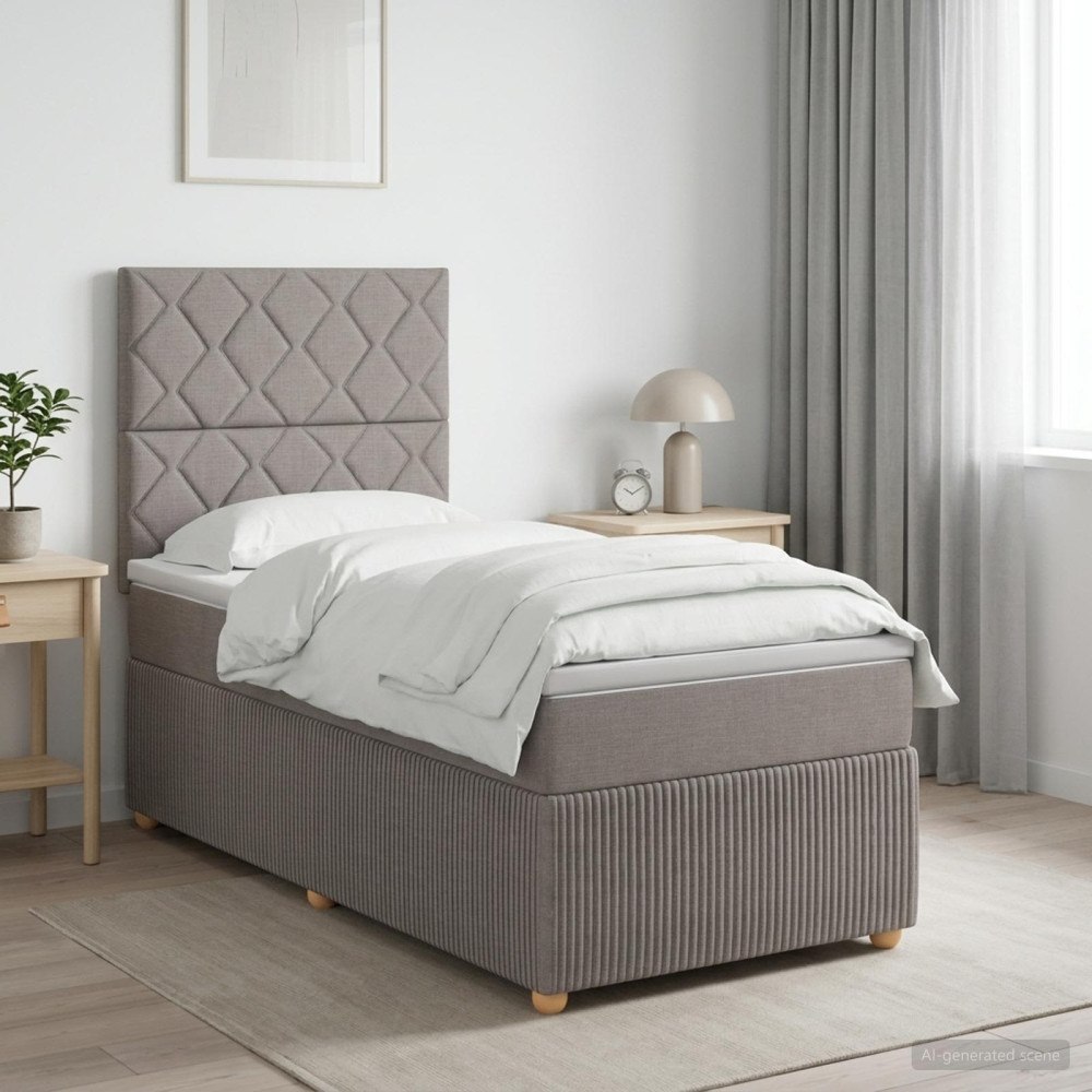 vidaXL Kontinentalsäng med madrass Taupe 80 x 200 cm Tyg