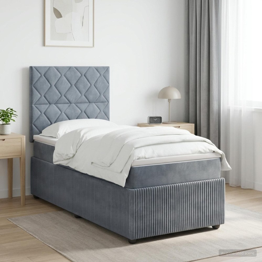vidaXL Kontinentalsäng med madrass Mörkgrå 100 x 200 cm Sammet
