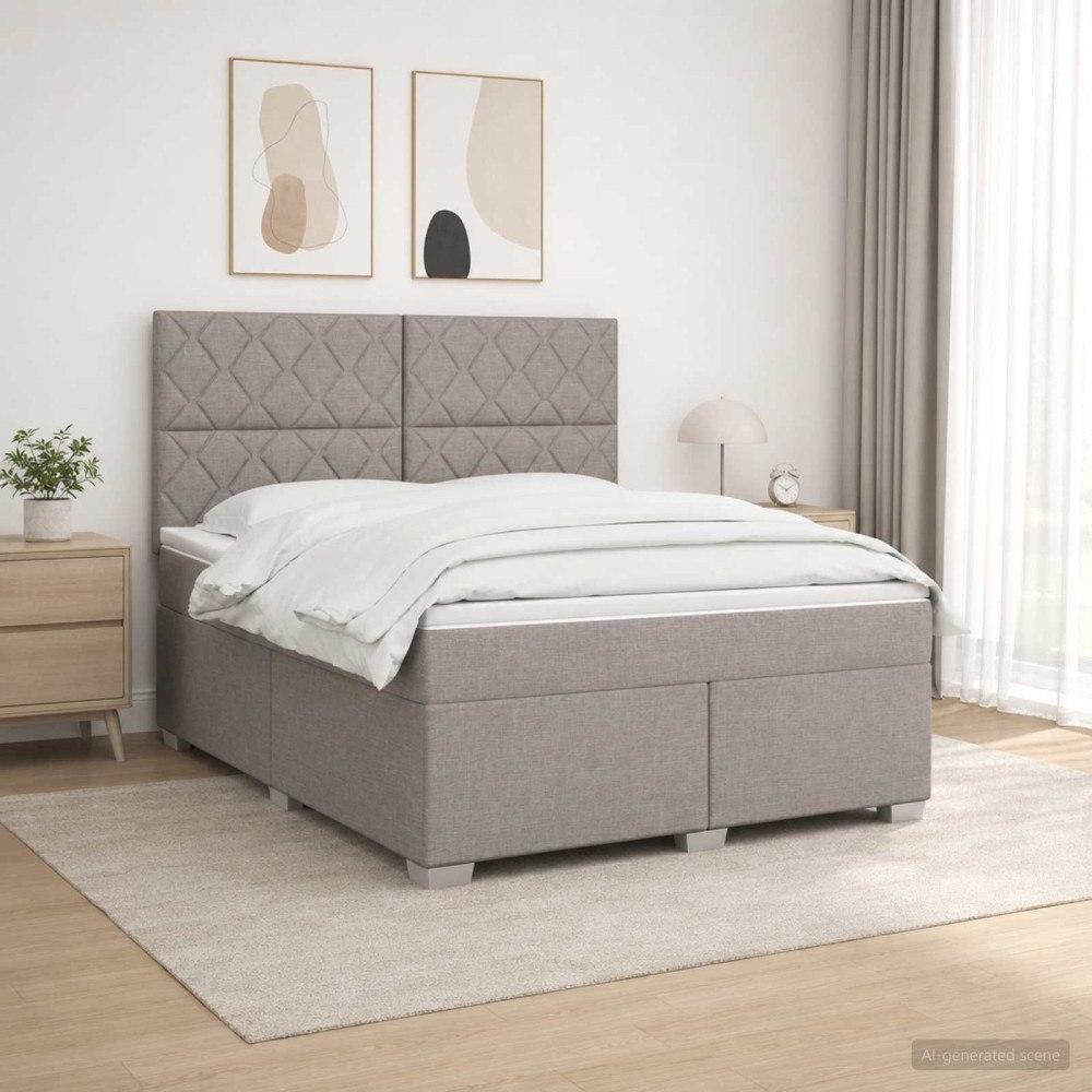 vidaXL Kontinentalsäng med madrass Taupe 140 x 200 cm Tyg