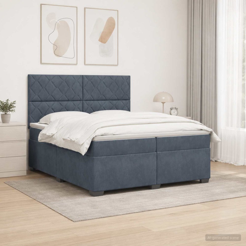 vidaXL Kontinentalsäng med madrass Mörkgrå 200 x 200 cm Sammet