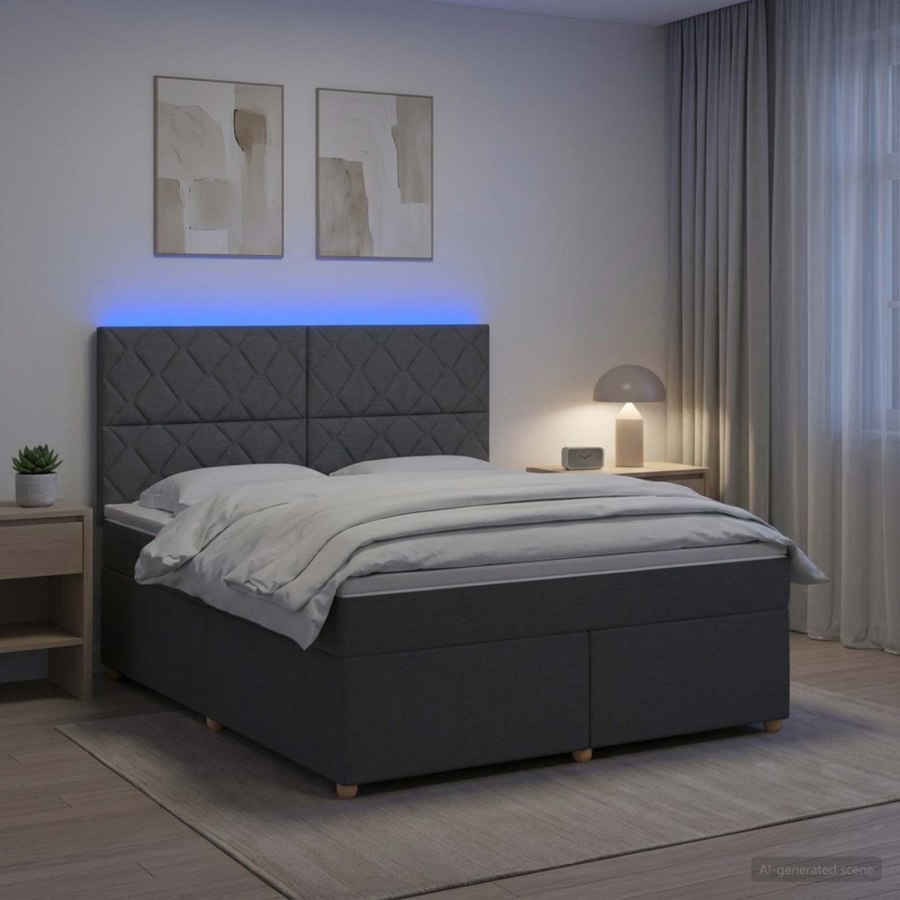 vidaXL Kontinentalsäng med madrass Mörkgrå 140 x 190 cm Tyg