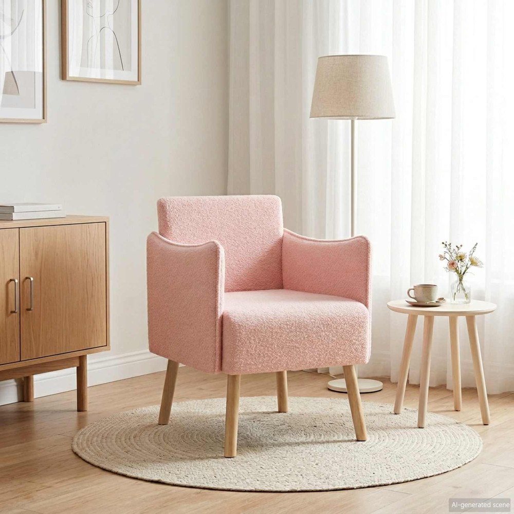 vidaXL Accentfåtölj Rosa Bouclé