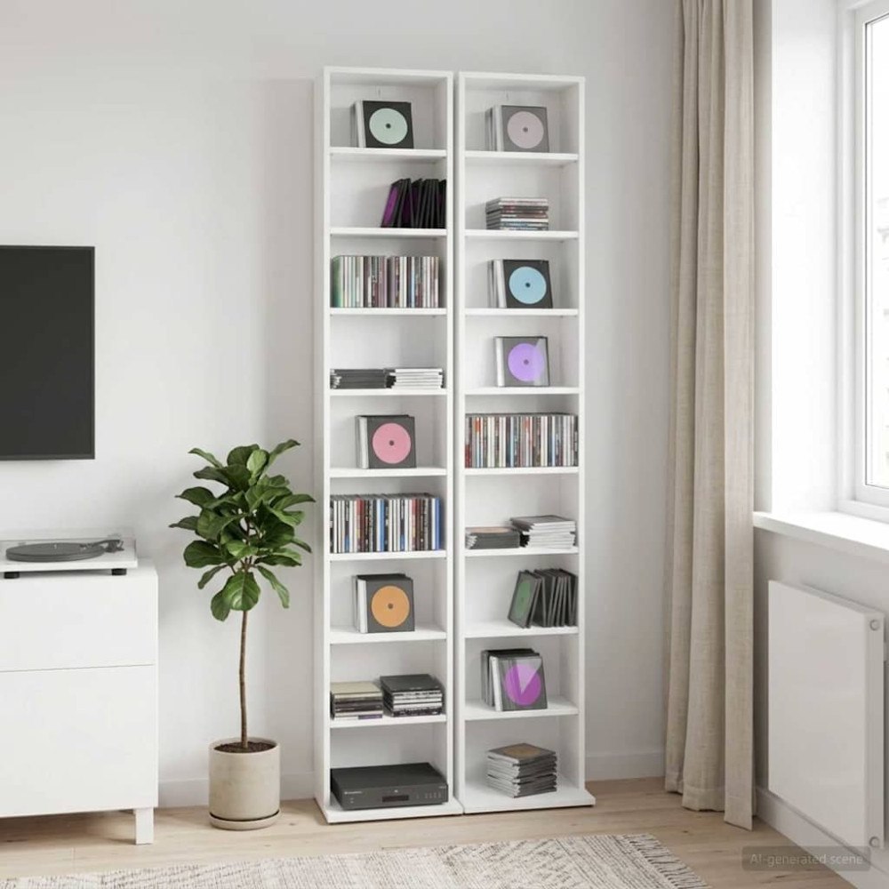 vidaXL CD Skåp 2 st Vit 33 x 23,5 x 175 cm Konstruerat trä