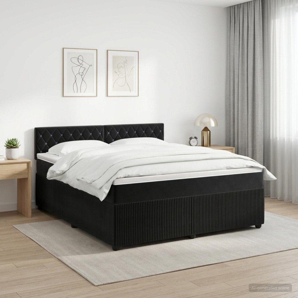 vidaXL Kontinentalsäng med madrass Svart 160 x 200 cm Sammet