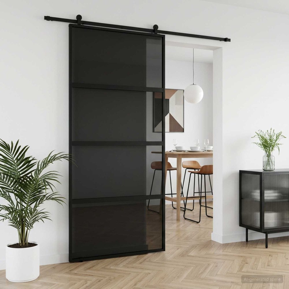 vidaXL Skjutdörr 102.5 x 205 cm Härdat Glas och Aluminium