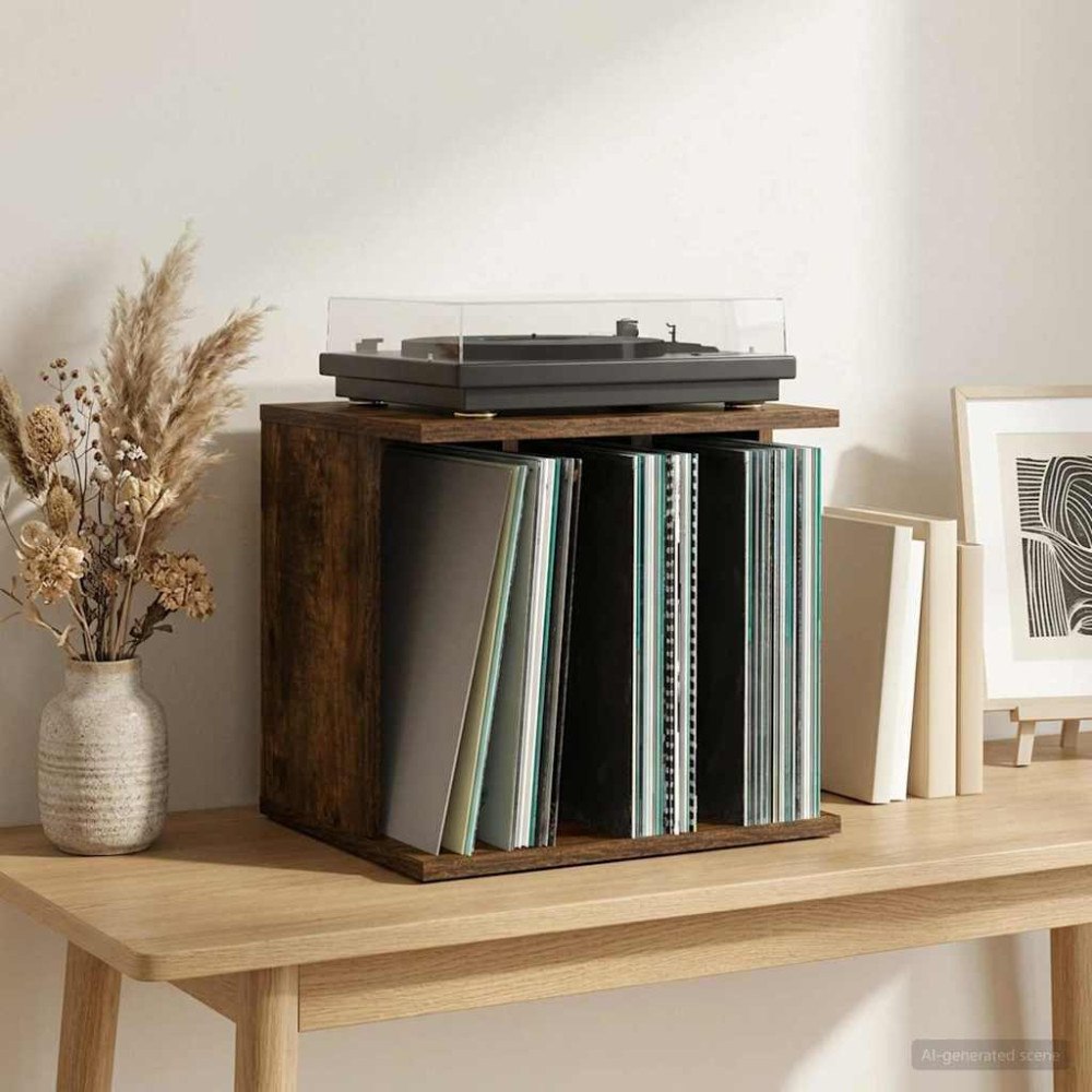 vidaXL Lagring för vinylskivor Rökt ek 42 x 33 x 36 cm Konstruerat trä