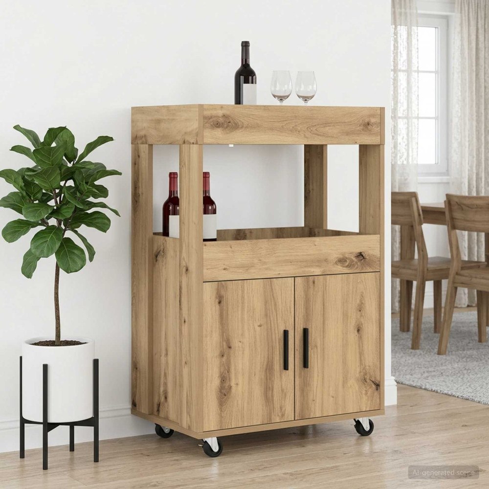 vidaXL Barvagn Artisan-ek 60 x 39.5 x 89 cm Konstruerat trä