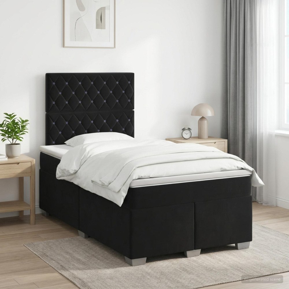 vidaXL Kontinentalsäng med madrass Svart 120 x 190 cm Sammet