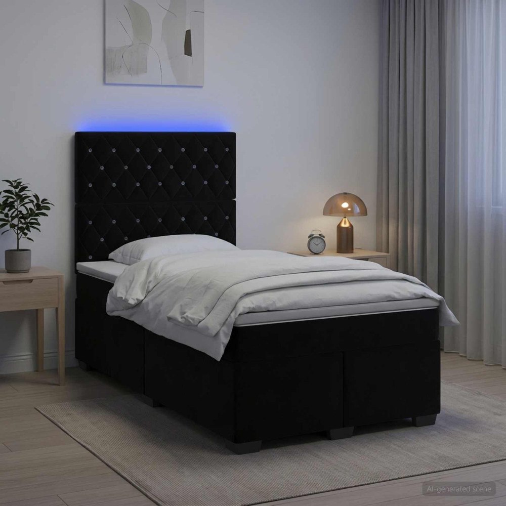 vidaXL Kontinentalsäng med madrass Svart 120 x 200 cm Sammet