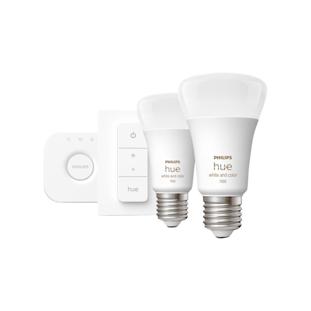 Philips Philips Hue White and Color Ambiance Starter Kit - trådlös belysningsuppsättning - LED-glödlampa x 2 - form: A60 - E27 -...