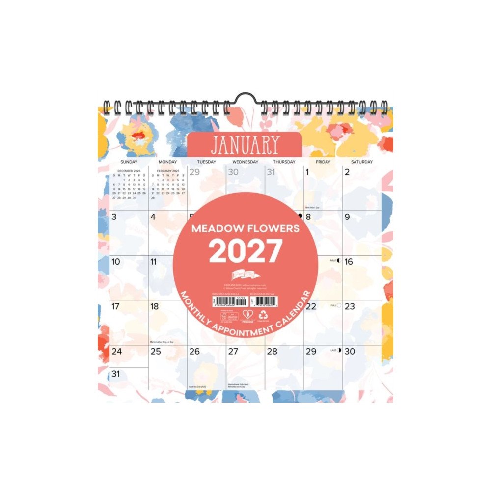 Willow Creek Press Meadow Flowers 2027 12" x 12" Spiral Wall Calendar (bok, spiral, eng)