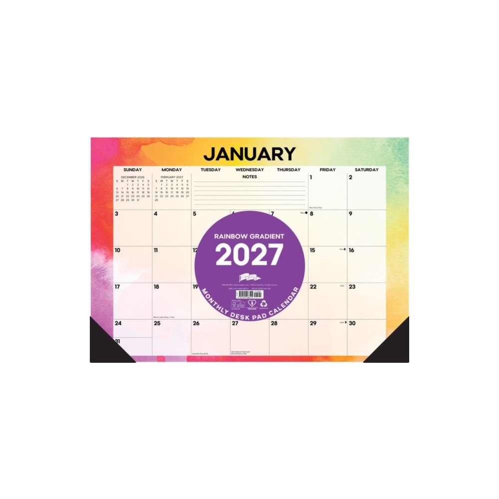 Willow Creek Press Rainbow Gradient 2027 17" x 12" Monthly Deskpad (häftad, eng)