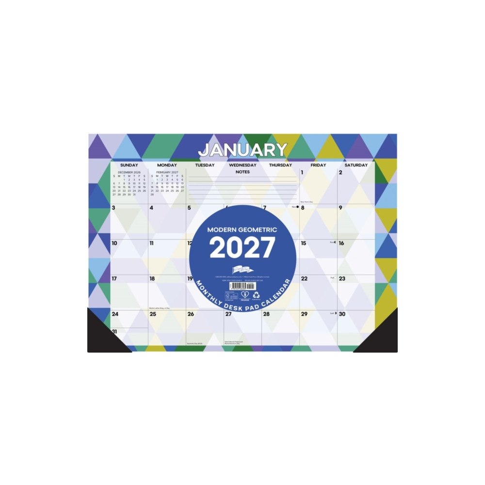 Willow Creek Press Modern Geometric 2027 17" x 12" Monthly Deskpad (häftad, eng)