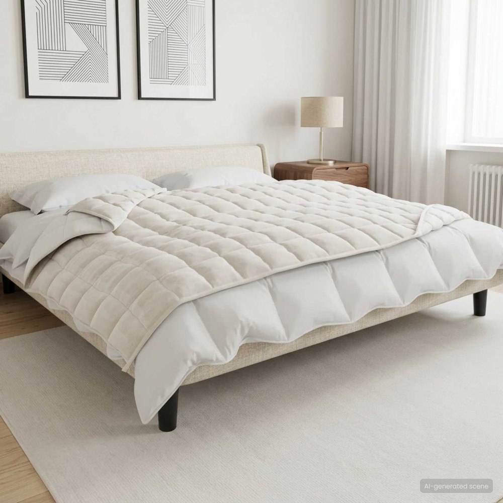 vidaXL Viktad Filt Vit 135 x 200 cm 6 kg 100% Bomull 205T