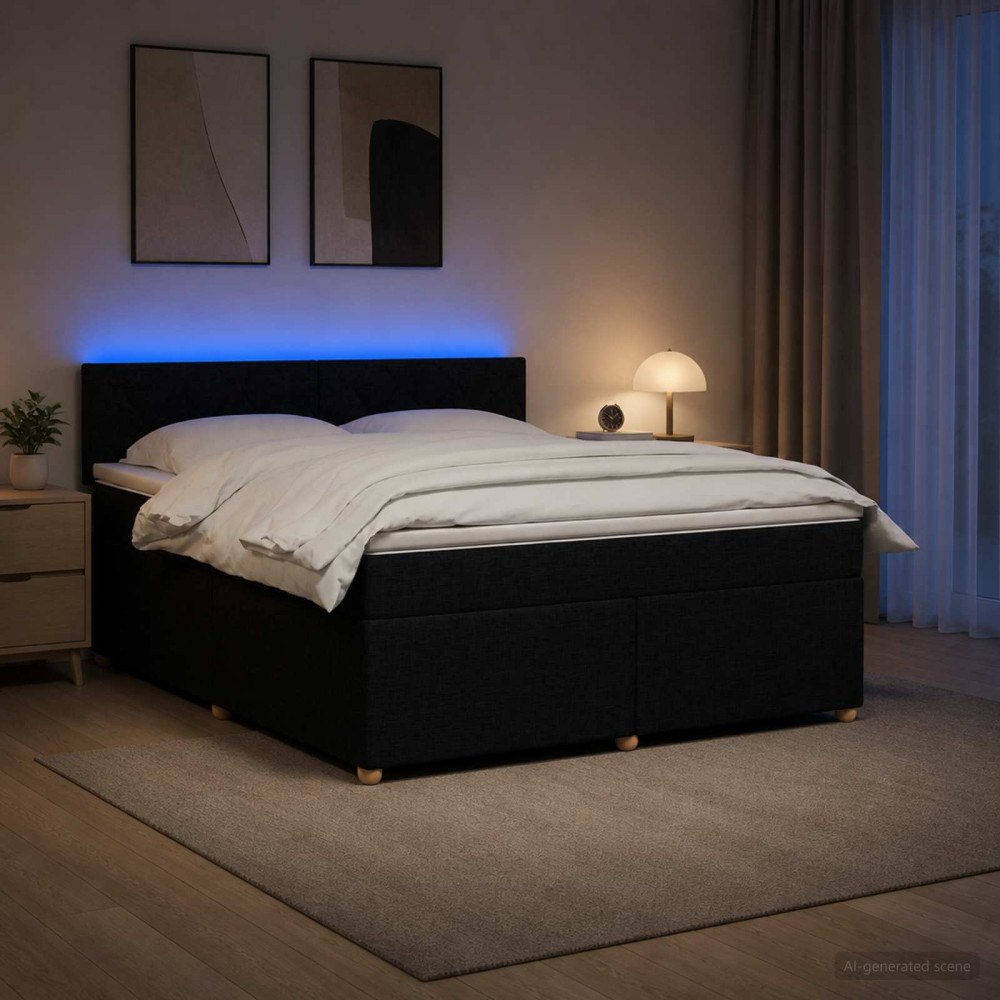 vidaXL Kontinentalsäng med madrass Svart 160 x 200 cm Tyg
