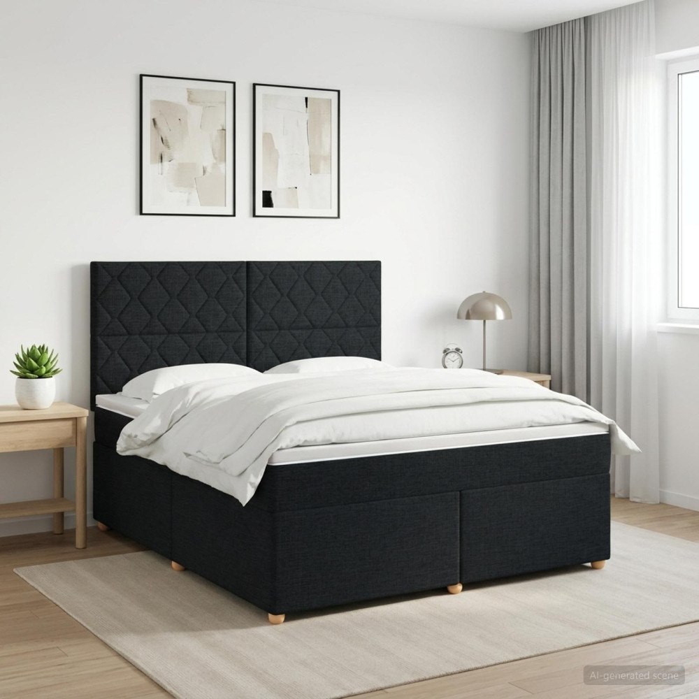 vidaXL Kontinentalsäng med madrass Svart 160 x 200 cm Tyg