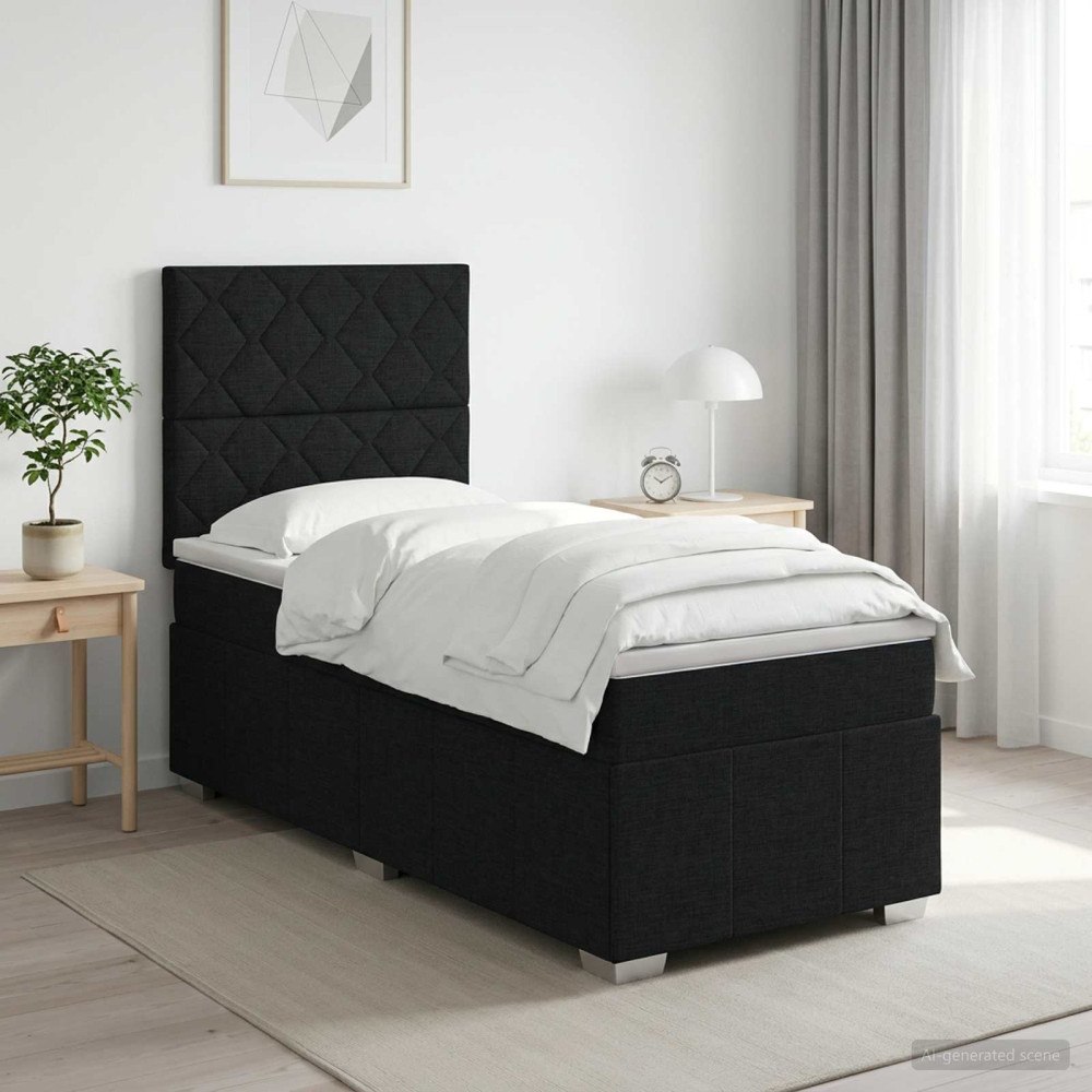 vidaXL Kontinentalsäng med madrass Svart 80 x 200 cm Tyg