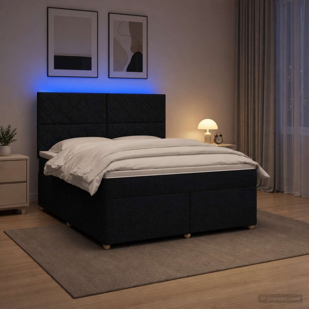 vidaXL Kontinentalsäng med madrass Svart 160 x 200 cm Tyg