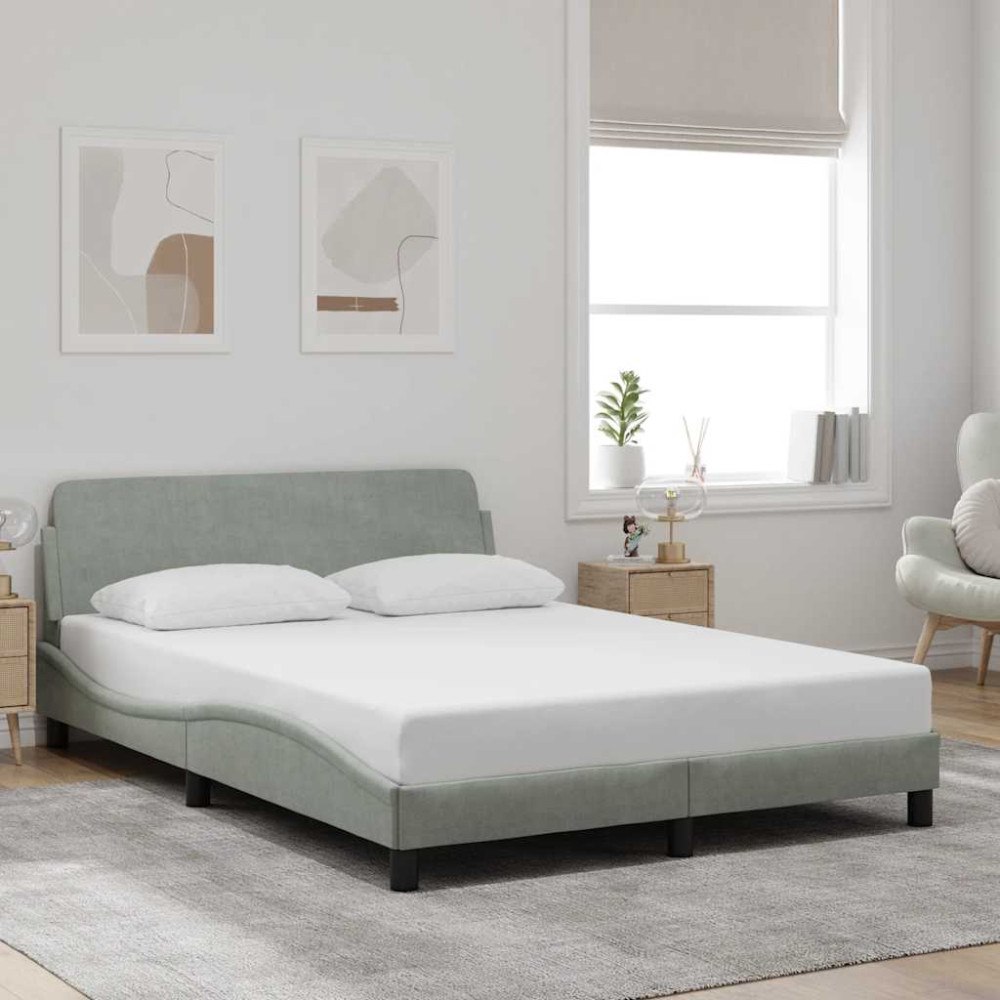 vidaXL Bed Frame "Dover" Light Grey 137x190 cm Velvet